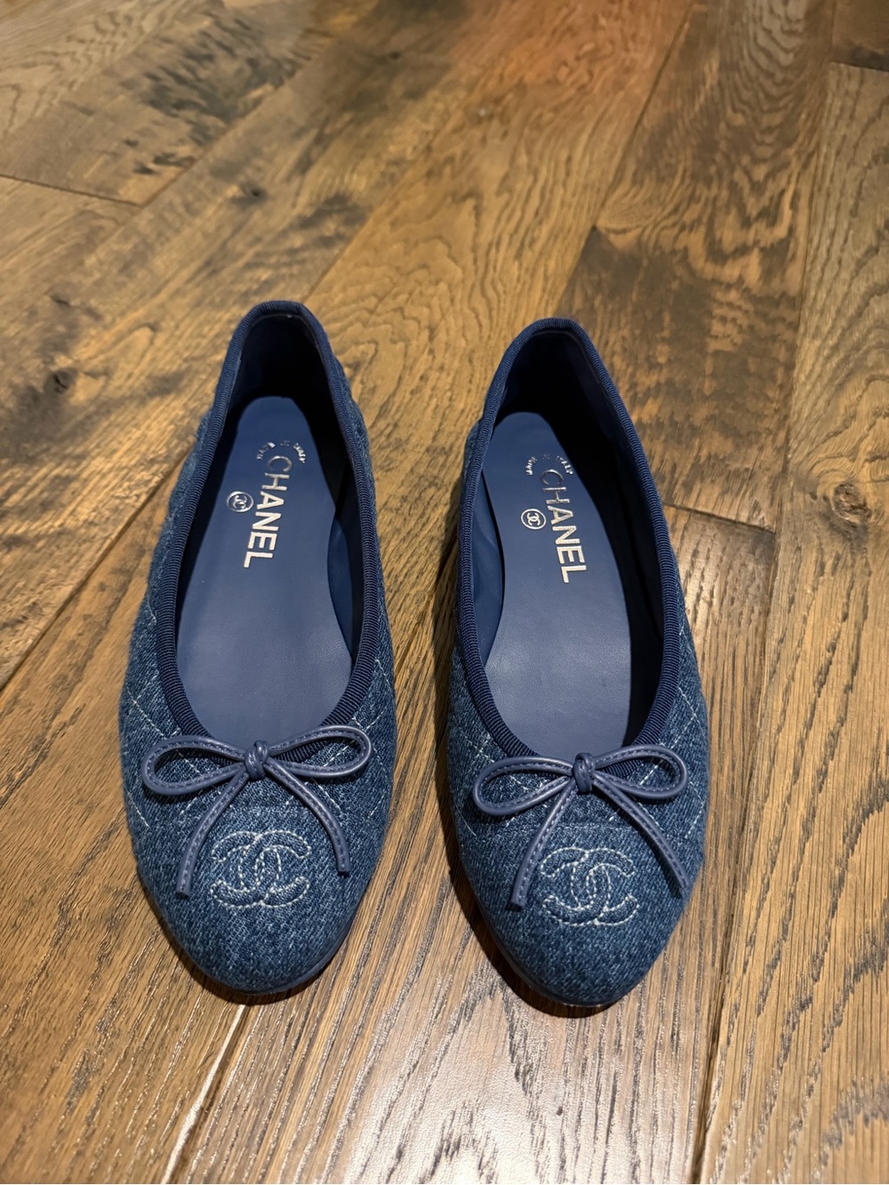 CHANEL Denim Ballet Flats